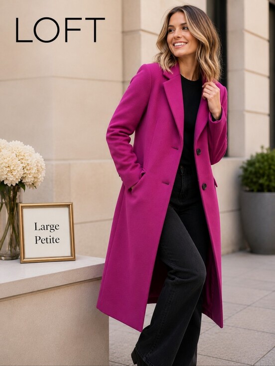 LOFT Jackets & Blazers - LOFT Coat| Women's Magenta | Wool-Blend| Like New